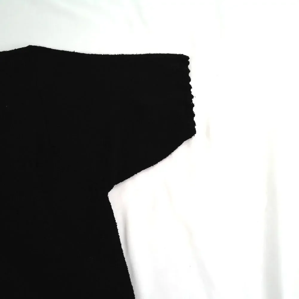 SAG HARBOR Black Silk Blend Short Sleeve Cardigan Sweater Women's Medium